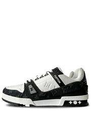 Louis Vuitton Trainer Monogram Denim White Black Leather Shine