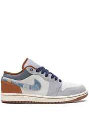 Nik e Air Jordan 1 Low SE Phantom Repaired Denim Swoosh