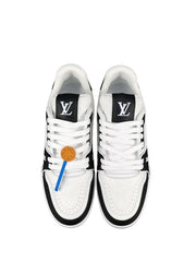 louis vuitton LV trainer signature WHITE BLACK