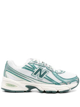 New Balancee 740 Trainers White Marsh Green Casual Shoes - 1