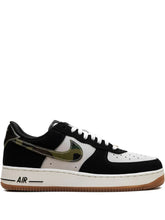 Nikee AirForce 1 Low Black Patent Camo Swoosh 337 - 1