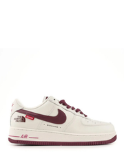 airforce 1 07 low white dark red x supreme x the north face