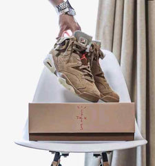 Nikee Air Jordan Retro 6 x Travis Scott British Khaki Top SEMI UA Batch SEUDE with og box dustbag