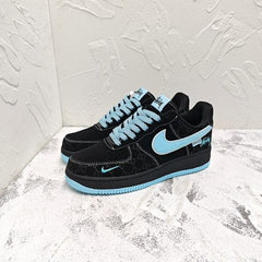 nik e airforce 1 low x stussy x black blue