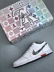 Nikee Air Jordan Retro 1 X Louiss Vuitton White Black 898