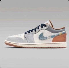 Nik e Air Jordan 1 Low SE Phantom Repaired Denim Swoosh