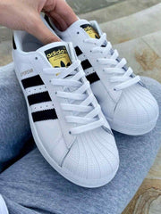Adiddass Superstar White Black Leather