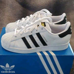 Adiddass Superstar White Black Leather