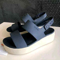 Croccss Brooklyn Slingback Low Wedge Sandals For Her Navy