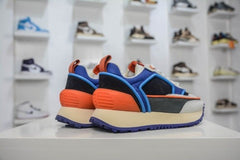 Balmainn multicolor suede panelled racer low top sneakers fixed