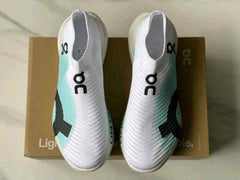 On Cloudboom Strike LS White and Mint Green
