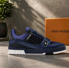 Louiiss Vuitton LV Trainer Sneakers Marine Navy Blue 6192