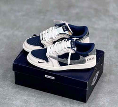 Diorr X Nikee Air Jordan Retro 1 Travis Scott Navy Blue 699