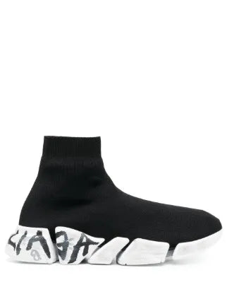 Balenciag_aa Speed trainer graffiti black white