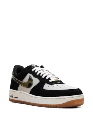 Nikee AirForce 1 Low Black Patent Camo Swoosh 337 - 3