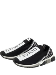 Dolce Gabbana Black White Slip On Sorrento Sneakers