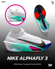 Nikee Zoom Alphafly 3 WhiteHyper Turquoise Concord Black