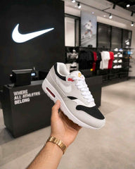 Nikee Airmax 1 Platinum White Black Red