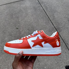 Bathing Ape Bape Sta Patent Leather orange White