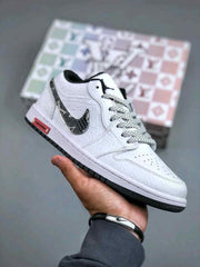 Nikee Air Jordan Retro 1 X Louiss Vuitton White Black 898