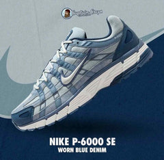 Nikee P-6000 SE worn blue denim Low-Top Lace-Up 581