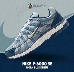 Nikee P-6000 SE worn blue denim Low-Top Lace-Up 581