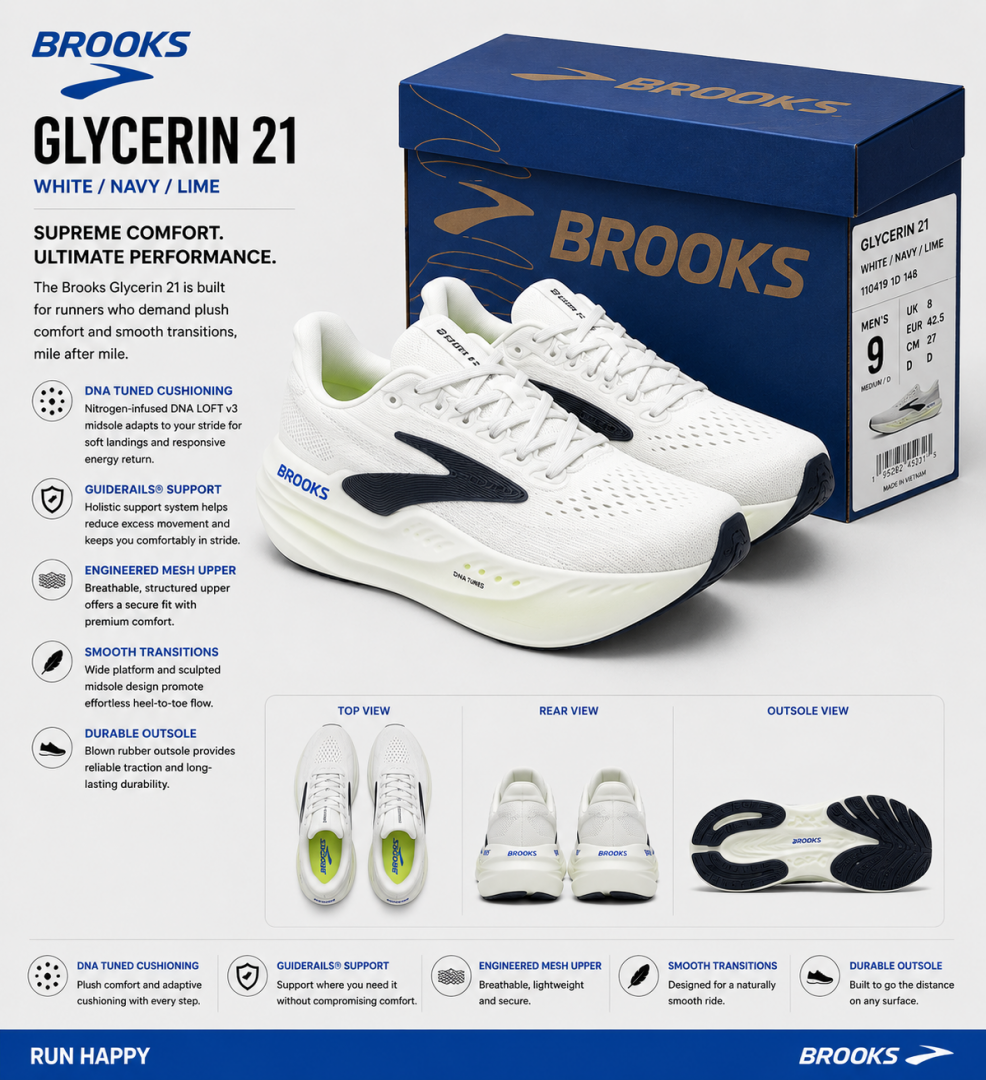 BROOKS GLCEERIN MAX RUNNING WHITE GREEN FIX