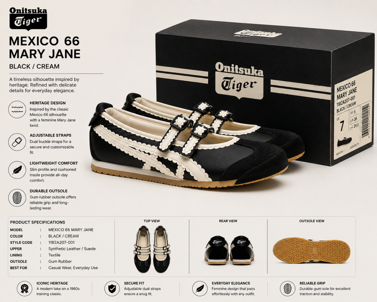 ONISUKA TIGAR MEXICO 66 TGRS BLACK CREAM FIX