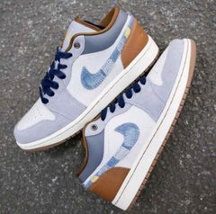 Nik e Air Jordan 1 Low SE Phantom Repaired Denim Swoosh