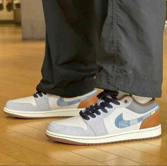 Nik e Air Jordan 1 Low SE Phantom Repaired Denim Swoosh