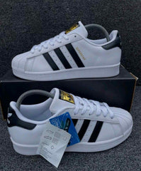 Adiddass Superstar White Black Leather