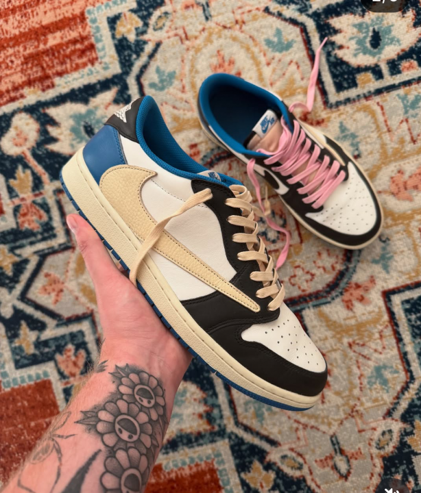 Jordan 1 Low Fragment X Travis Scott Without Plastic Packing Semi UA