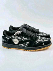 Diorr X Nikee Air Jordan Retro 1 Low Travis Scott Black 1119