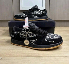 Diorr X Nikee Air Jordan Retro 1 Low Travis Scott Black 1119
