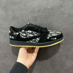 Diorr X Nikee Air Jordan Retro 1 Low Travis Scott Black 1119