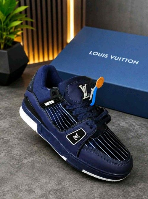 Louiiss Vuitton LV Trainer Sneakers Marine Navy Blue 6192