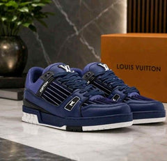 Louiiss Vuitton LV Trainer Sneakers Marine Navy Blue 6192