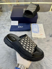 DIOOR MEN OBLIQUE H TOWN BLACK SLIDE FOR MEN UA QUALITY