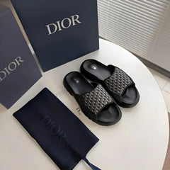 DIOOR MEN OBLIQUE H TOWN BLACK SLIDE FOR MEN UA QUALITY