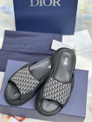 DIOOR MEN OBLIQUE H TOWN BLACK SLIDE FOR MEN UA QUALITY