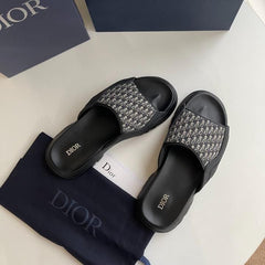 DIOOR MEN OBLIQUE H TOWN BLACK SLIDE FOR MEN UA QUALITY