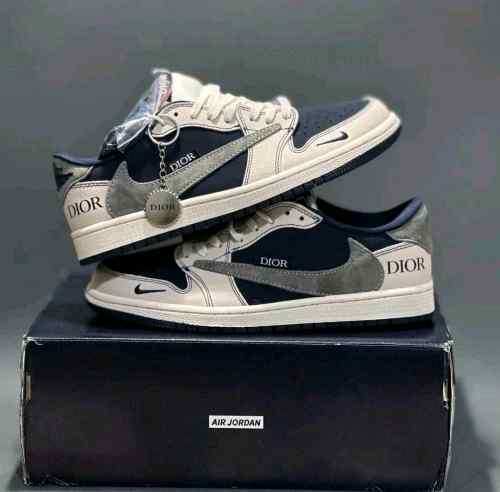 Diorr X Nikee Air Jordan Retro 1 Travis Scott Navy Blue 699