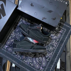 Travis Scott x Air Jordan 1 Low OG Black Phantom With Same Full Kit S Show In Image same Packing