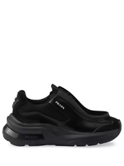Pradaa Men Systeme Brushed Leather Sneakers Black