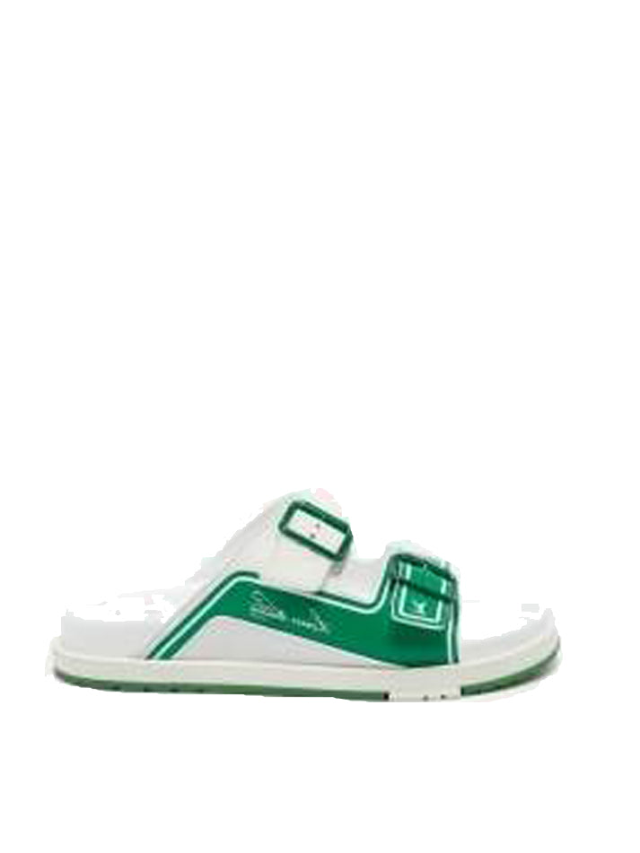 Louis Vuitton Trainer Slide White Green